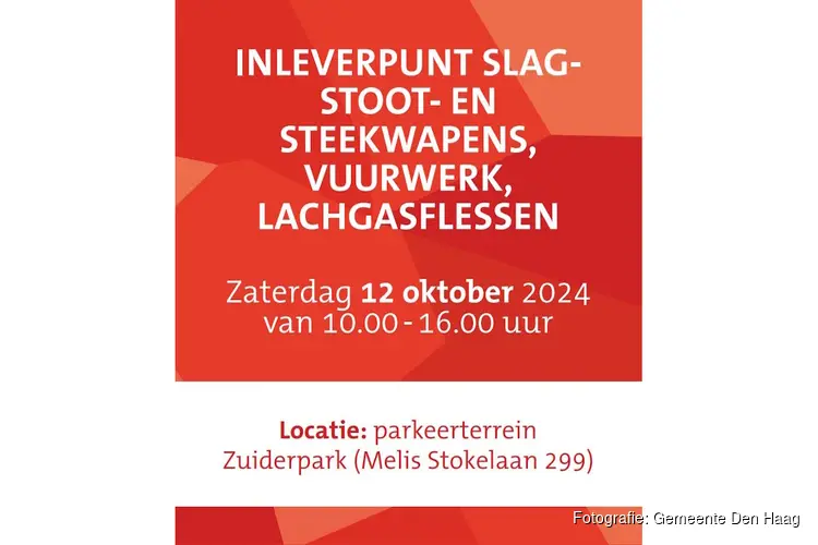 Inleverpunt slag-stoot- en steekwapens, vuurwerk en lachgasflessen op zaterdag 12 oktober